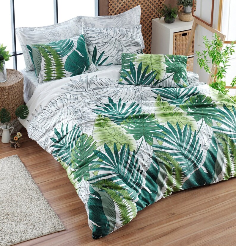 Bed Sheet Included Pure Cotton Tropical Full Bedding Set / Etsy