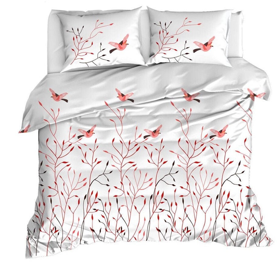 Birds 100 Cotton Queen Bedding Set / Bird Queen Duvet Cover Etsy