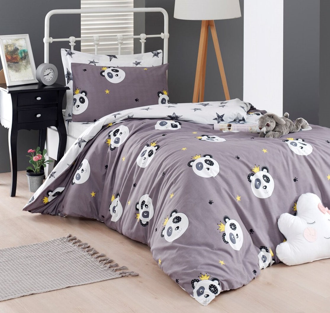 Pure Organic Cotton Kids Panda Bedding Set / Twin Single Etsy