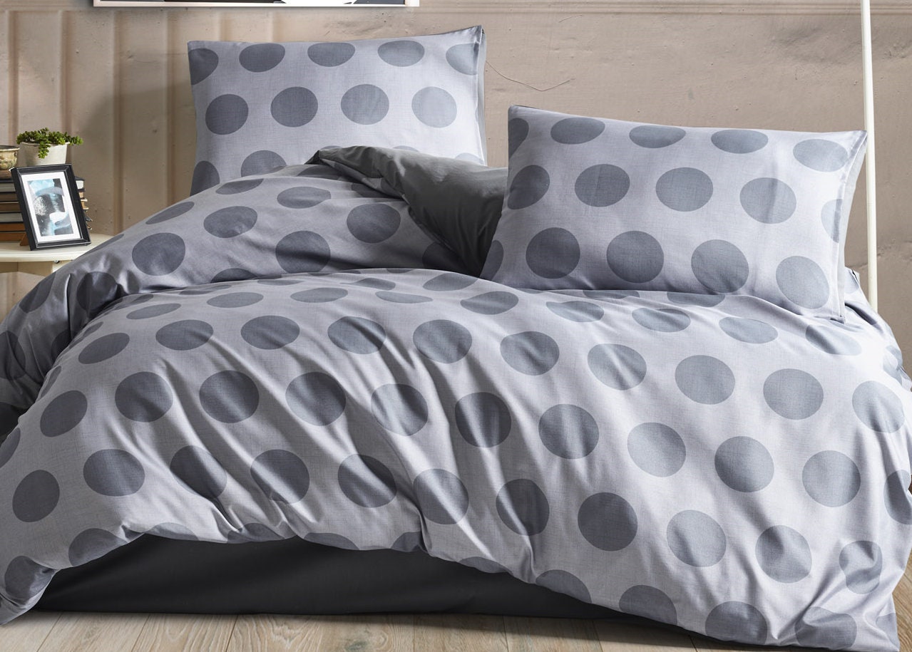 Polka Dot Gray Cotton Minimalist Full 