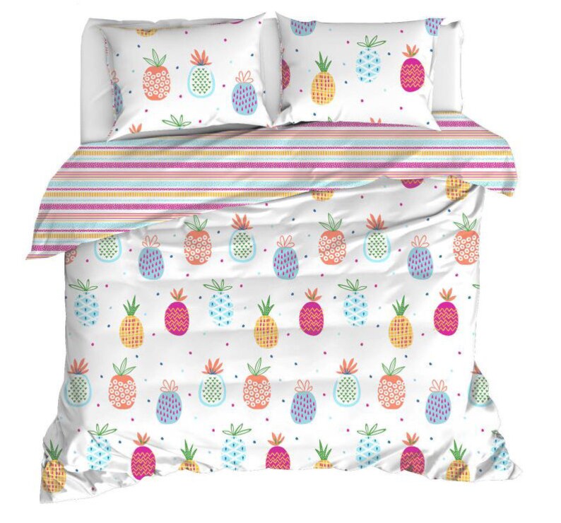 Pure Cotton Queen Twin Pineapple Bedding Set / Kids Duvet Etsy