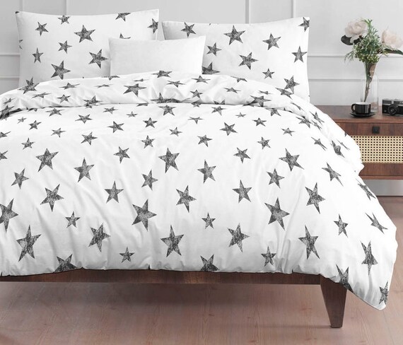 Stars Print Cotton Pillowcases \u0026 Sheet 