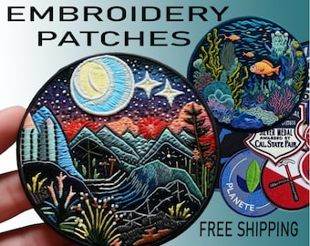 Custom embroidered patch, Custom logo patches, Custom sew-on patches, Iron-On/Sew On Options