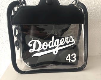 Clear Dodger Black & White Jersey Bag,Clear Stadium Approved Bag, Clear Crossbody Bag, Dodgers Clear Stadium Bags, Custom Clear Shoulder Bag