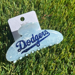 Dodgers Baseball Hair Clip: LA Team Colors, Bedazzled