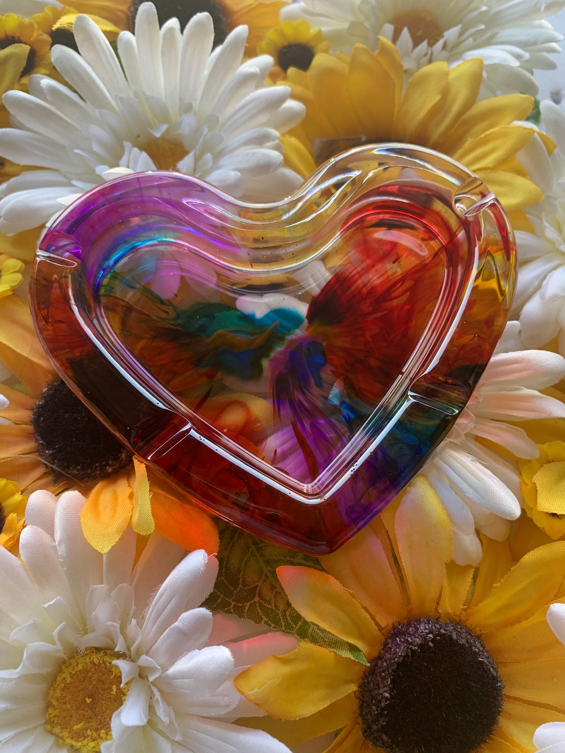 Rainbow Heart Ashtray Heart Shaped Ashtray | Etsy