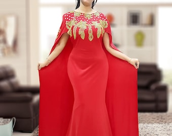 Afrikanisches Kaftankleid marokkanisches Kaftankleid mit Perlenwerk Dubai Kaftan Abaya Frühling Kaftan braun und gold kaftan