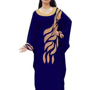 Navy blue and Gold Kaftan Dress for Women Moroccan Caftan Dress Handemade Beaded Work Gown Wedding Kaftan Abaya Dresses spring kaftan