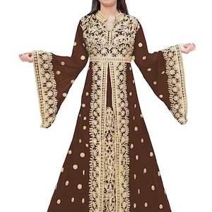 Brown and Gold Moroccan Kaftan Dress