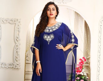 Blue and Silver Kaftan | Kaftan Robe | Plus Size Kaftan | Summer kaftan | Bridesmaid Dress | African Dress | Islamic Wedding Dresses | Abaya