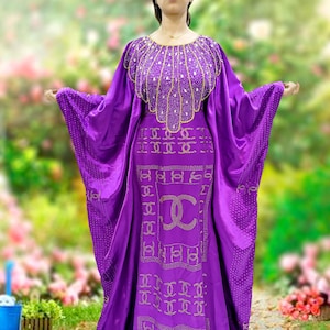Purple wedding kaftan dress for women moroccan caftan Farasha Maxi takchita dress spring kaftan brown and gold kaftan
