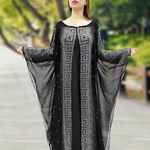 Women Black and silver morrocan Dress Maxi Party Moroccan Farasha Caftan dubai style caftan abaya morccon kaftan spring kaftan