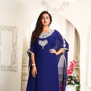 Blue and Silver Kaftan | Kaftan Robe | Plus Size Kaftan | Summer kaftan | Bridesmaid Dress | African Dress | Islamic Wedding Dresses | Abaya