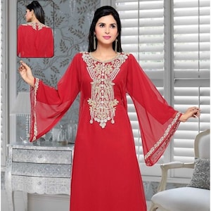 Women Red Kaftan Free Size Kaftan Dress with All Color Moroccan Kaftan Dress Handemade Farasha Maxi Dress spring kaftan