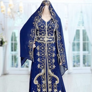 women dark blue and gold wedding kaftan moroccan kaftan Women Kaftan Moroccan Kaftan Modern Dress Caftan For Party spring kaftan