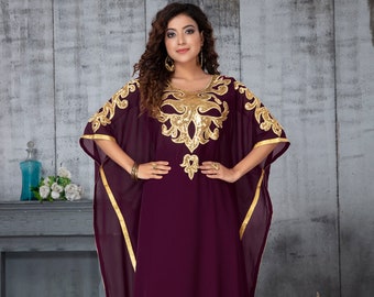 slim fit dress slacks Seema Thukral — Purple Embroidered Chiffon Kaftan – Fabilicious Fashion