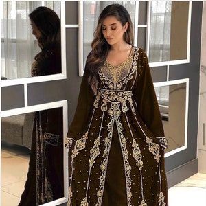 Brown and gold african kaftan dress