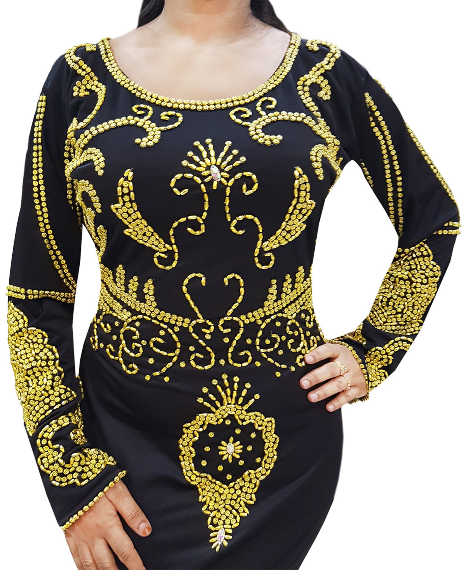 Women Black and gold Party wear Long Formal kaftan Dress Style Etsy
