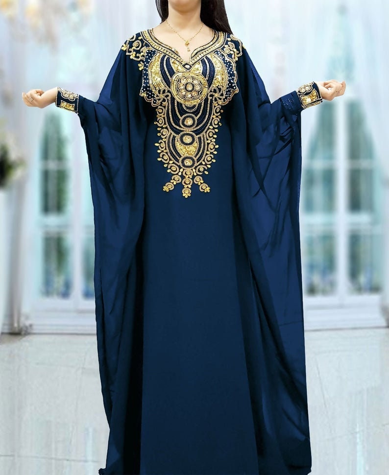 Navy blue and gold kaftan 2025