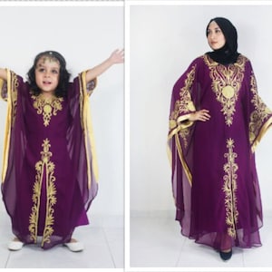Mom and Daughter Kaftan Dress Maxi Party Moroccan Farasha Caftan dubai style caftan abaya wedding morccon kaftans spring kaftan