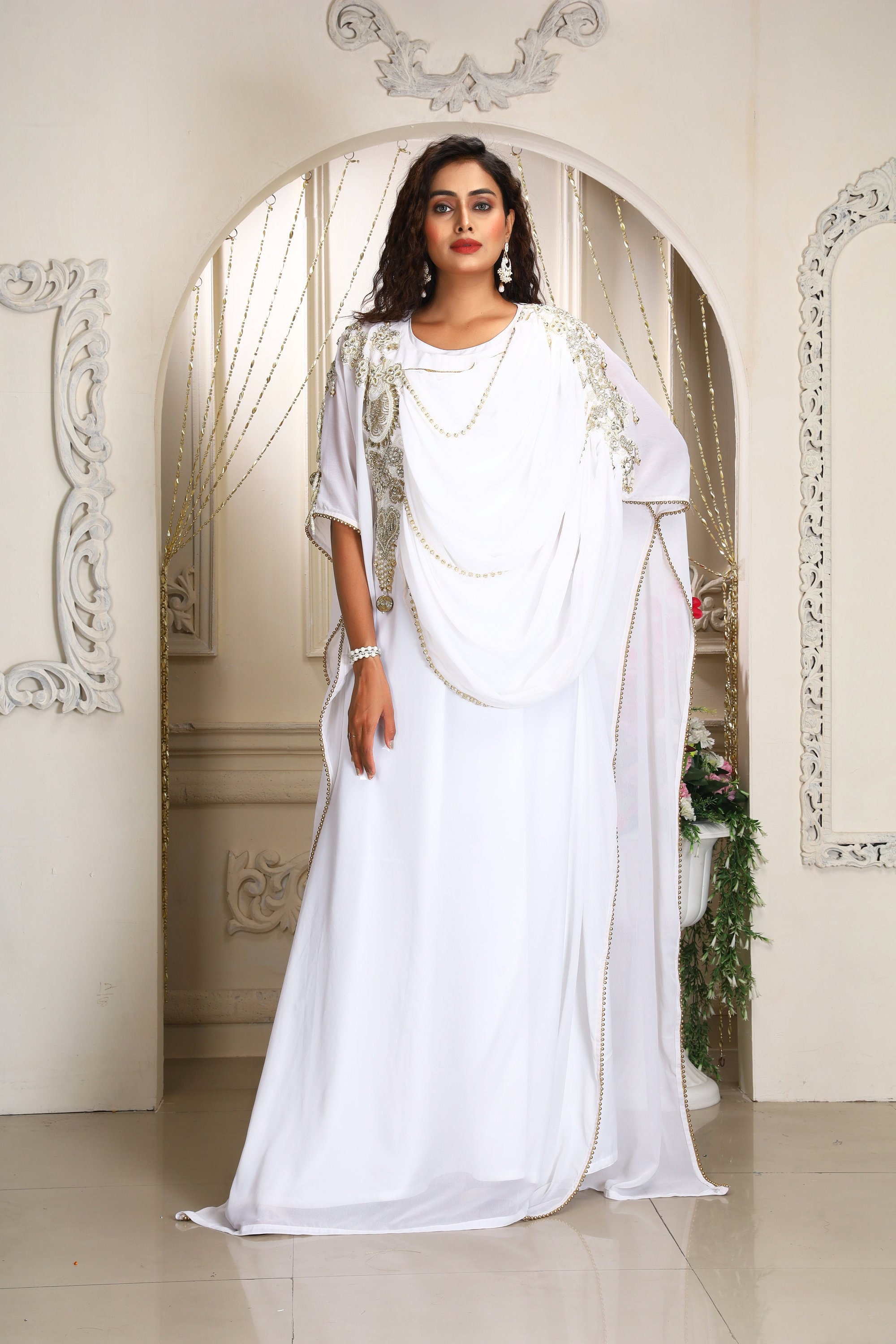 White and Gold Kaftan Kaftan Robe Plus Size Kaftan Summer Kaftan Bridesmaid Dress African Dress Islamic Wedding Dresses Abaya Etsy Canada
