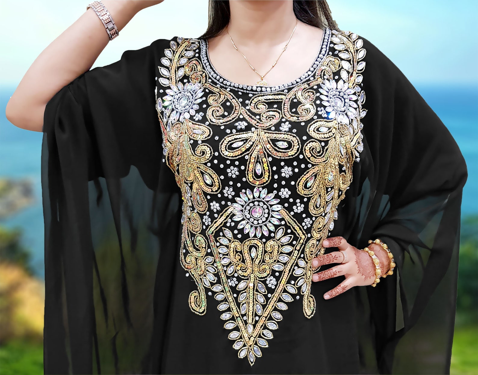 kaftan black and gold