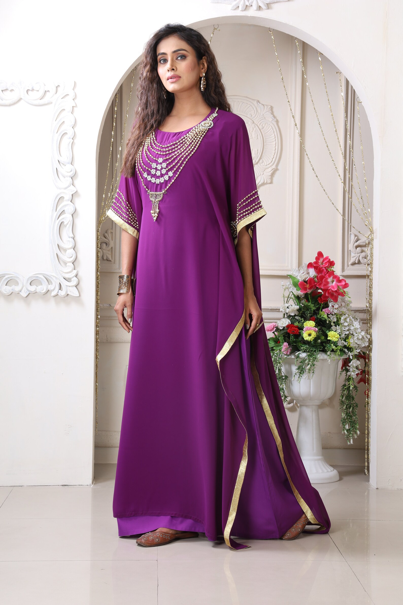 Purple Kaftan Dress Kaftan Robe Plus Size Kaftan Summer Etsy