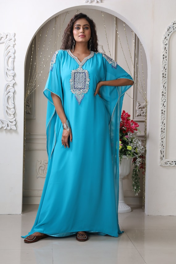 Firozi Kaftan Dress for Women || Dubai Moroccan Caftan || Arabic