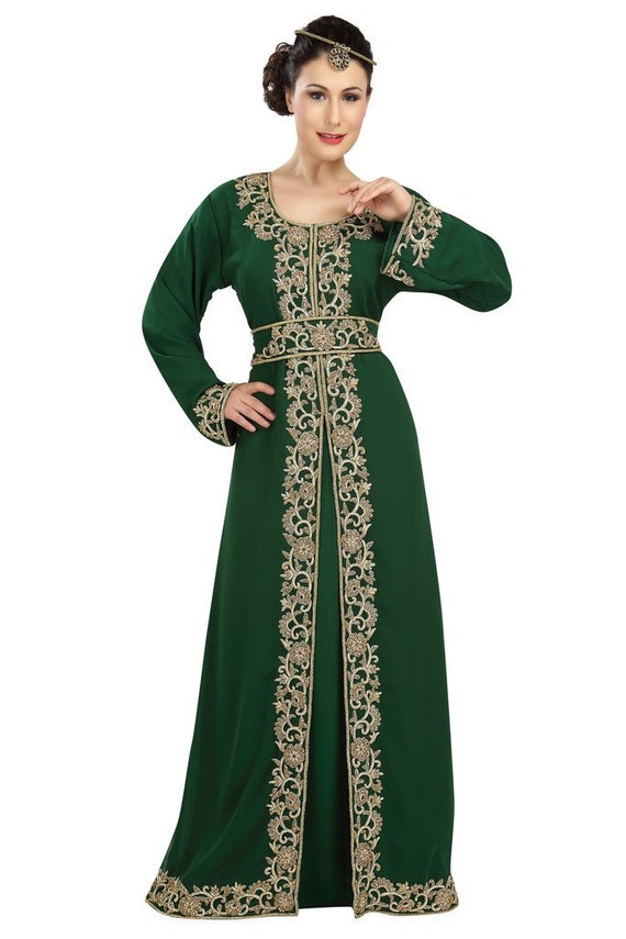 Frauen Grün und Gold Hochzeit Kaftan Kleid Frühling Kaftan - Etsy Österreich