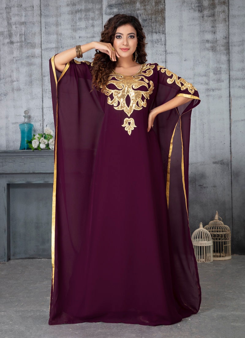 Purple and Gold African Maxi Dubai Style Moroccan Women Kaftan - Etsy