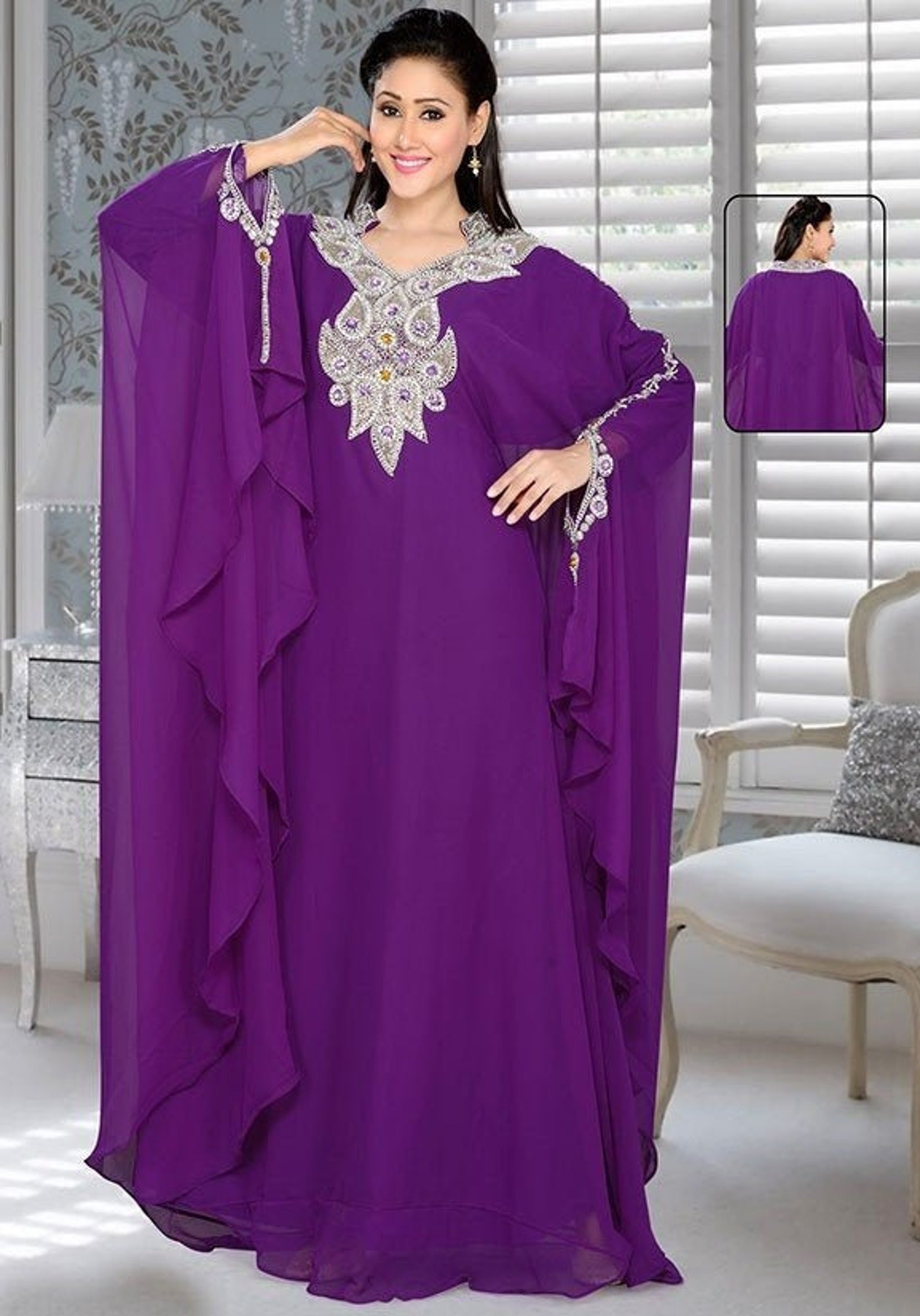 Women Purple Kaftan Dress for Dubai Style Caftan Dresses Etsy