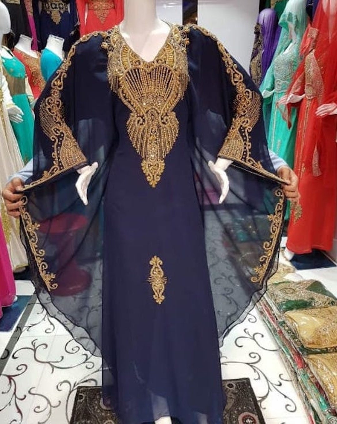 Women Free Size Kaftan Dress Maxi Party Moroccan Farasha - Etsy
