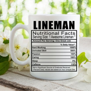 Lineman Facts Coffee Tea Mug l Gift Mug for Men and Women l A Personalized Custom Name Coffee Mug