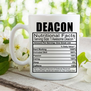 Deacon Nutrition Facts Coffee Tea Mug l Gift Mug for Men and Women l A Personalized Custom Name Coffee Mug