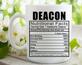 Deacon Nutrition Facts Coffee Tea Mug l Gift Mug for Men and Women l A Personalized Custom Name Coffee Mug