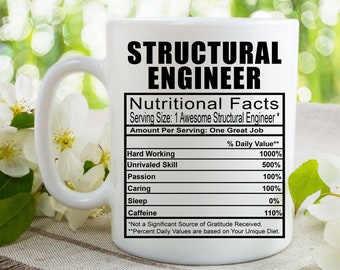 Ingeniero estructural taza de té de café l taza de regalo para hombres y mujeres l un nombre personalizado personalizado taza de café
