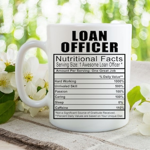 Loan Officer Nutrition Facts Coffee Tea Mug l Gift Mug for Men and Women l A Personalized Custom Name Coffee Mug
