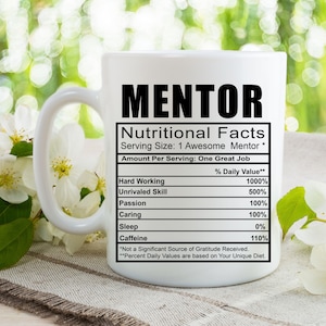 Mentor Nutrition Facts Coffee Tea Mug | Gift Idea For Boss l Coworker, Teacher Mug l Funny Personalized Custom Name Coffee Mug