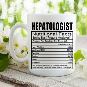 Hepatologist Nutrition Facts Coffee Tea Mug l Gift Mug for Men and Women l A Personalized Custom Name Coffee Mug