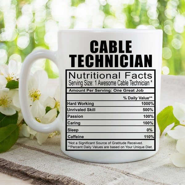 Cable Technician Coffee Tea Mug l Gift Mug for Men and Women l A Personalized Custom Name Coffee Mug