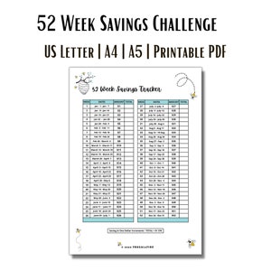 52 Week Savings Challenge Digital Planner,  Savings Tracker Printable, Money Savings Challenge, Printable Money Savings Challenge Planner