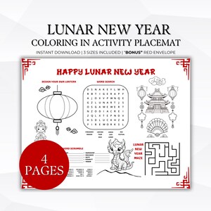 Celebrate Lunar New Year with this Coloring In Placemat | Chinese New Year Coloring Activity Page | The Year of the Dragon 2024 | Family Fun