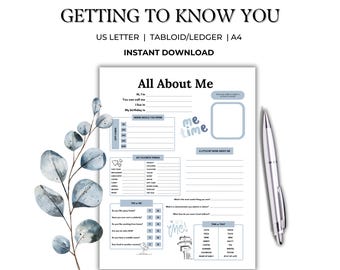 Getting To Know You Ice Breaker Questionnaire, Team Building Activities, All About Me,Get To Know Your Staff Favorite Things Printable Games