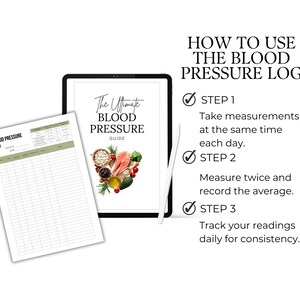 How to use the blood pressure log.
1.  Take measurements at the same time of each day.
2.  Measure twice and record the average.
3.  Track your readings daily for consistency.