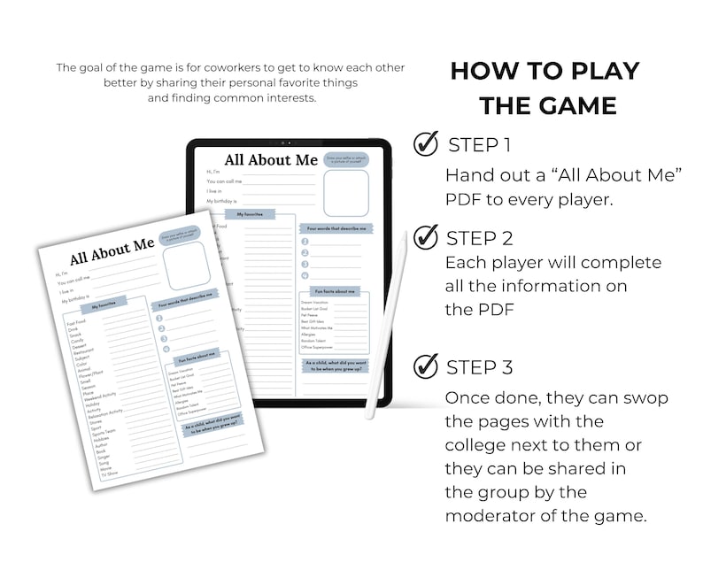 Use it as part of team building games or staff appreciation activities to learn about employee favorites and create a happier work environment.