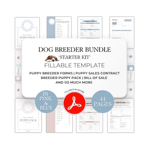 Dog Breeder Puppy Pack, Litter Records For New Puppy, Puppy Pack Fillable Forms, Puppy Birth Certificate and Whelping Record Starter Bundle