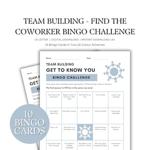 Coworker Bingo Game | A Fun Get To Know You Activity for Team Building, Office Parties, Meetings & Workplace Fun.  Mingle at Work with Bingo