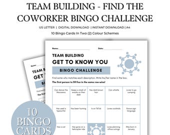 Coworker Bingo Game | A Fun Get To Know You Activity for Team Building, Office Parties, Meetings & Workplace Fun.  Mingle at Work with Bingo