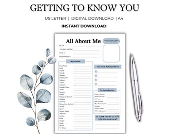 Getting To Know You Team Building Game, All About Me, Get To Know Me Ice Breaker Questionnaire Printable, Get To Know Your Staff Favorites
