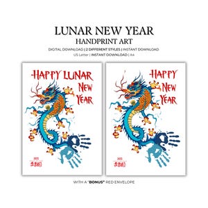 Lunar New Year Handprint Art, Year of the Snake, Handprint Keepsake, Chinese New Year 2025, Handprint Craft, Download, Lunar New Year Craft